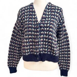 Vintage Cape Isle Knitters Cardigan Sweater S/M Textured Knit